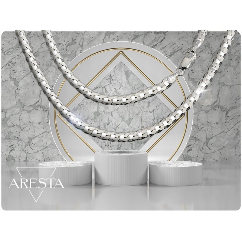 Srebrny łańcuszek Męski 925 Pancerka 5 mm diamentowana 45 cm Naszyjnik Gruby