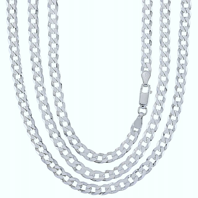 Srebrny łańcuszek Męski 925 Pancerka 5 mm diamentowana 55 cm Naszyjnik Gruby