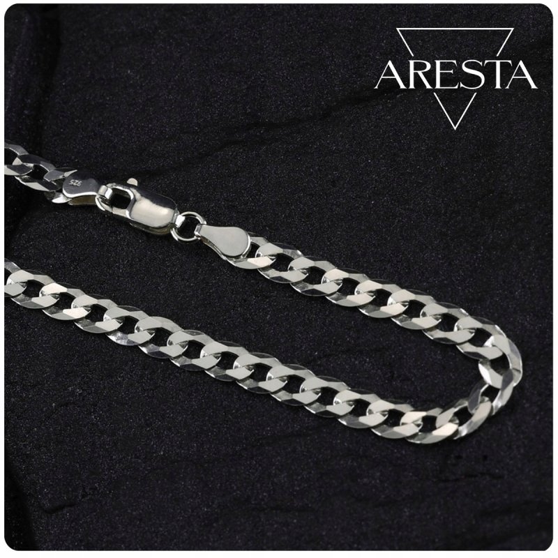 Srebrna męska bransoletka pancerka szerokość 5 mm długość 21 cm