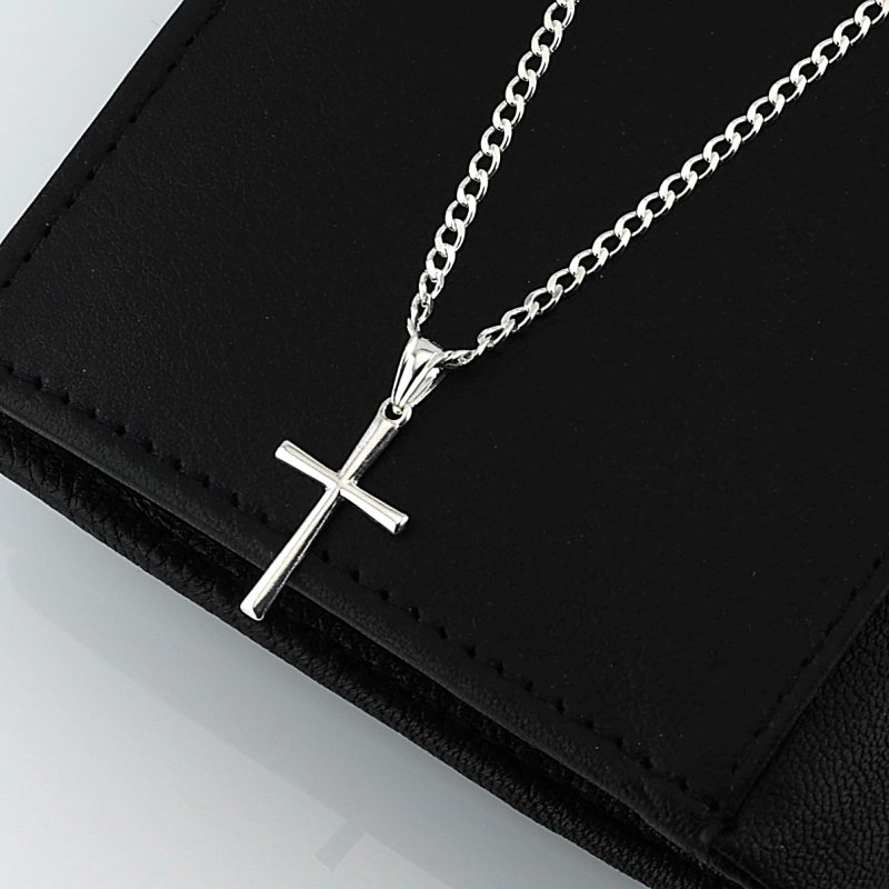 Łańcuszek z Krzyżykiem Srebro 925 długość 60cm splot Pancerka  szerokość 2,5mm