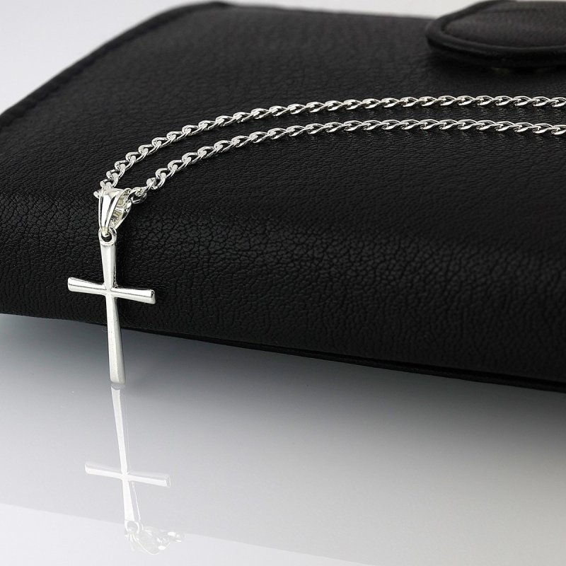 Łańcuszek z Krzyżykiem Srebro 925 długość 50cm splot Pancerka  szerokość 2,5mm