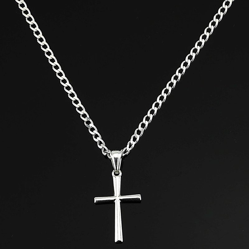 Łańcuszek z Krzyżykiem Srebro 925 długość 50cm splot Pancerka  szerokość 2,5mm