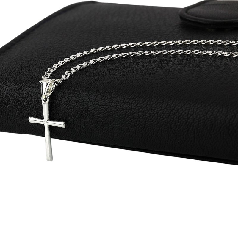 Łańcuszek z Krzyżykiem Srebro 925 długość 45cm splot Pancerka  szerokość 2,5mm