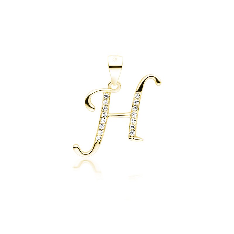 Złocona zawieszka wisiorek srebrny z literką H i cyrkoniami srebro próby 925