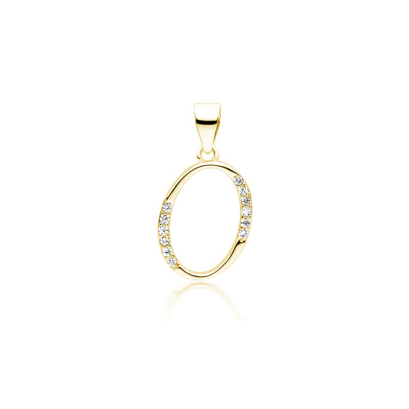 Złocona zawieszka, wisiorek srebrny z literką O i cyrkoniami srebro próby 925