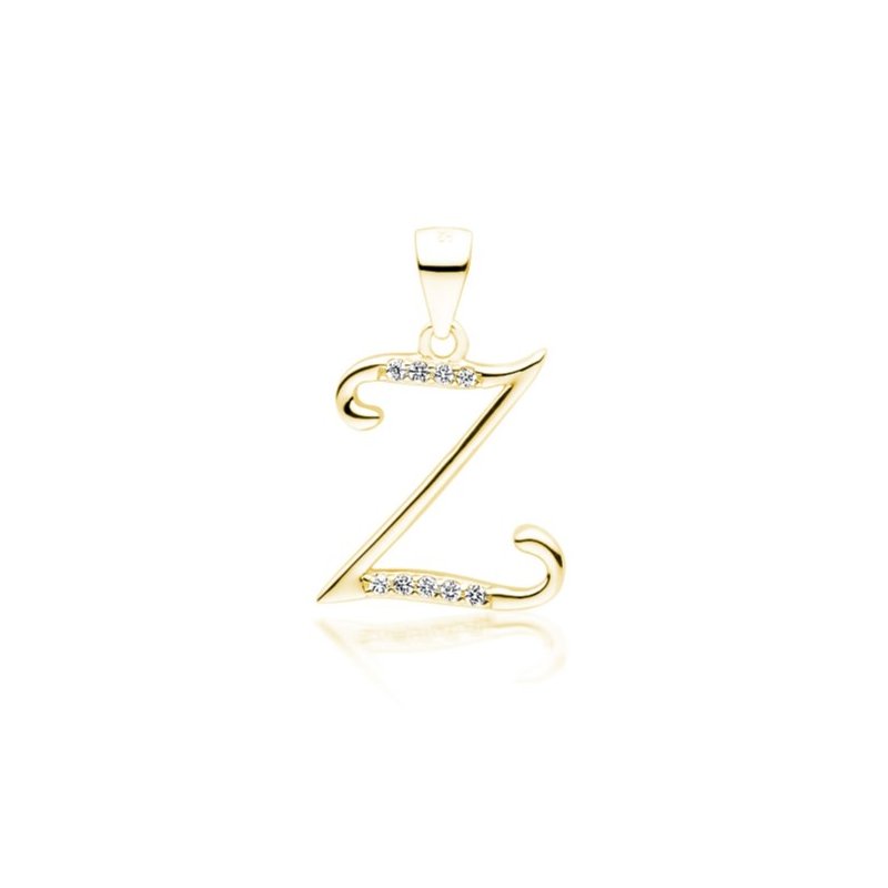 Złocona zawieszka, wisiorek srebrny z literką Z i cyrkoniami srebro próby 925