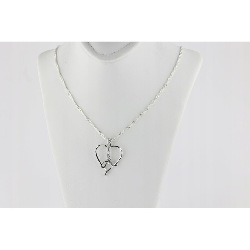 Łańcuszek damski z serduszkiem literka A srebro próby 925