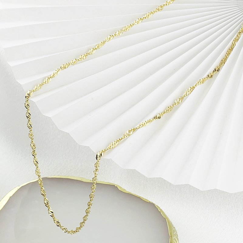 Łańcuszek damski Singapur srebro próby 925 pozłacane