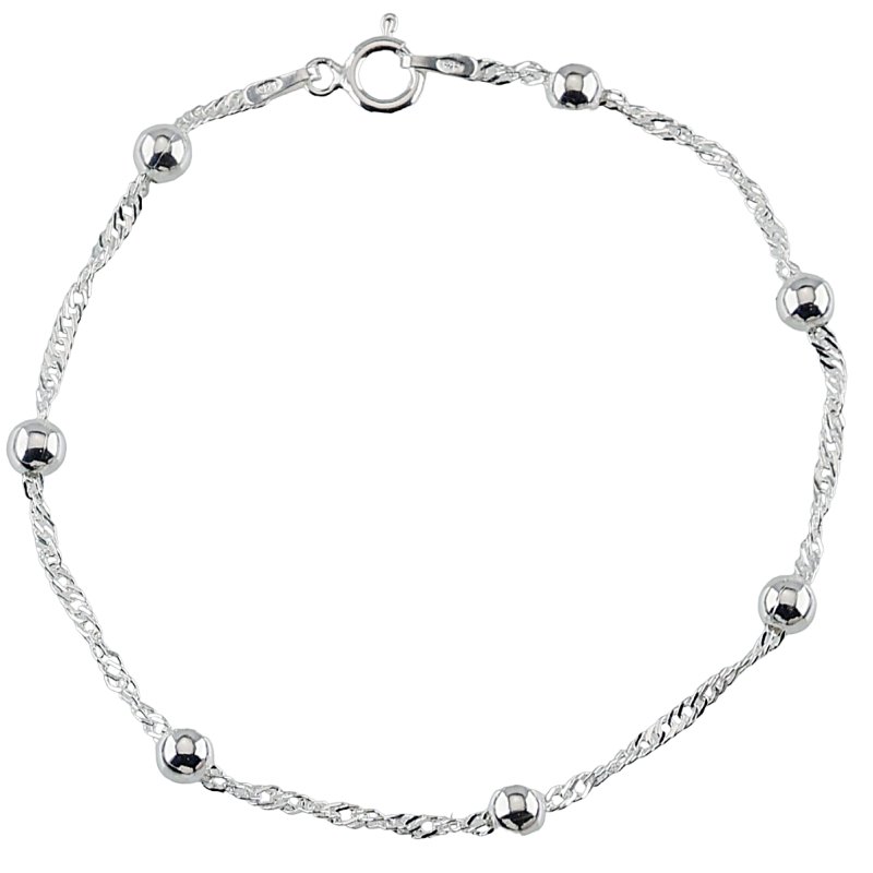 Bransoletka damski Singapur z kuleczkami 4mm długość 17cm srebro próby 925