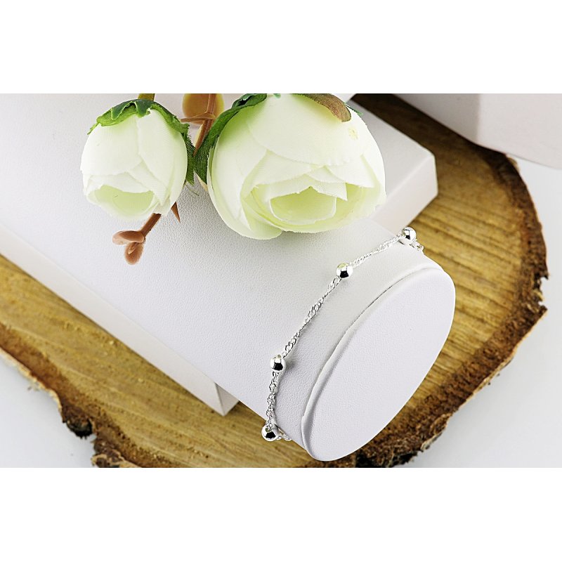 Bransoletka damski Singapur z kuleczkami 4mm długość 17cm srebro próby 925