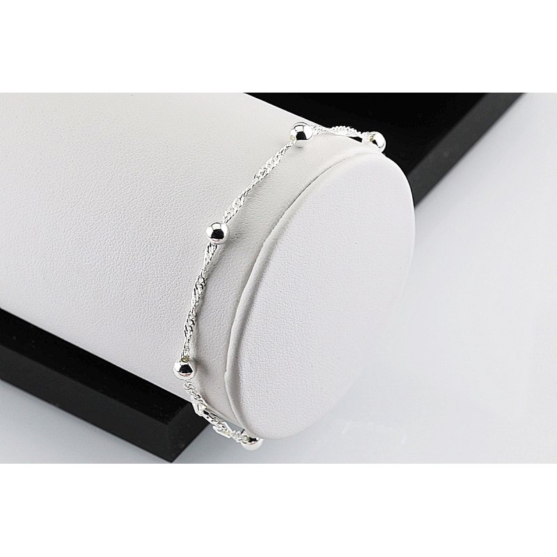 Bransoletka damski Singapur z kuleczkami 4mm długość 17cm srebro próby 925