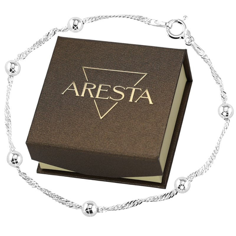 Bransoletka damski Singapur z kuleczkami 4mm długość 19cm srebro próby 925