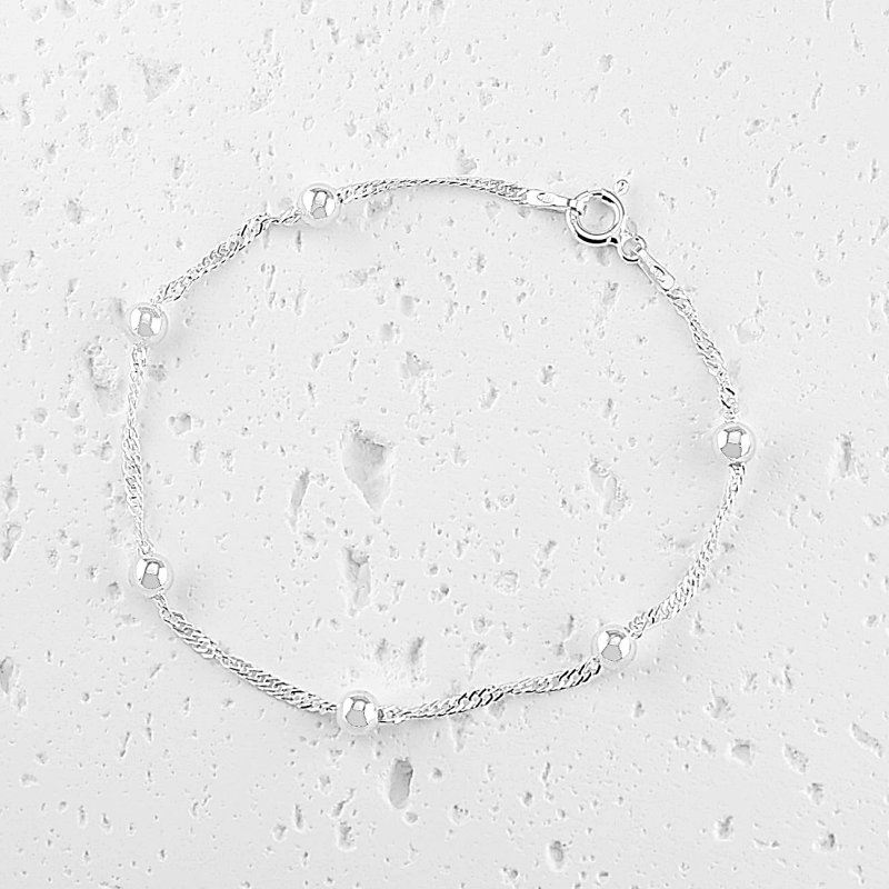 Bransoletka damski Singapur z kuleczkami 4mm długość 19cm srebro próby 925