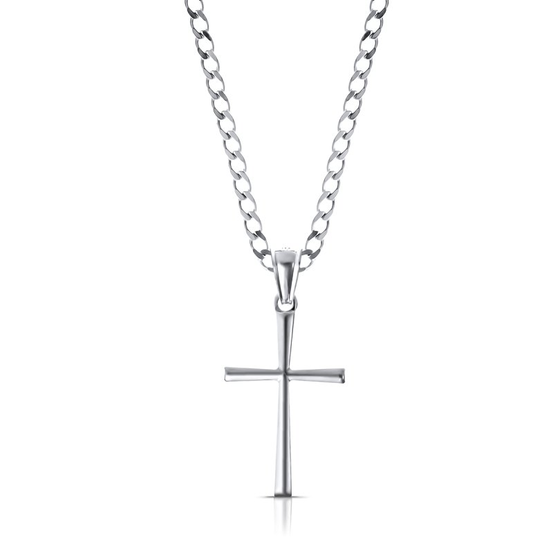 Łańcuszek z Krzyżykiem Srebro 925 długość 45cm splot Pancerka  szerokość 2,5mm