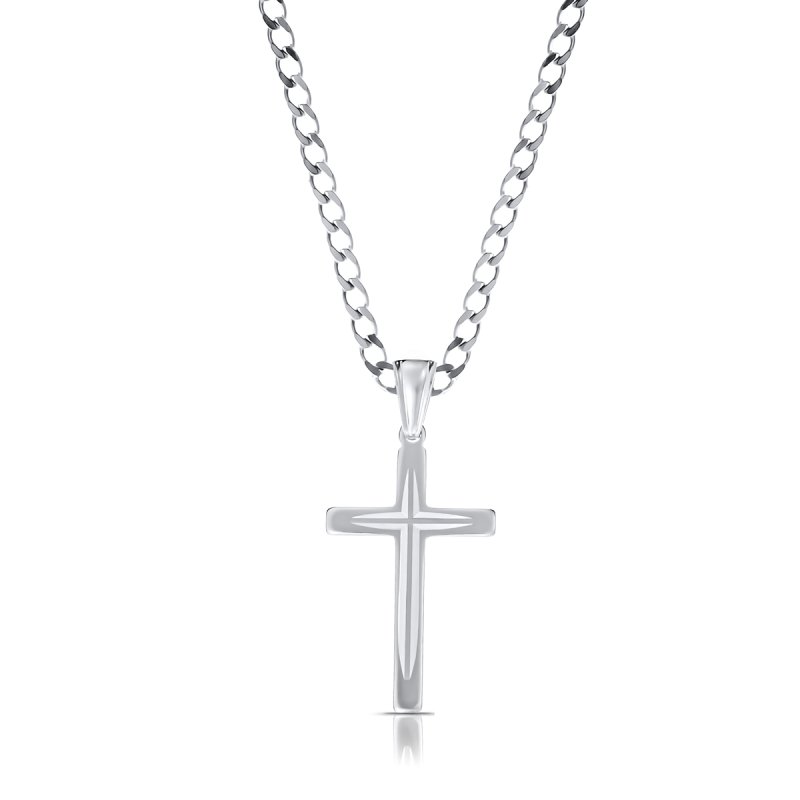 Łańcuszek z Krzyżykiem Srebro 925 długość 45cm splot Pancerka 2,5mm