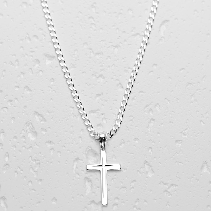 Łańcuszek z Krzyżykiem Srebro 925 długość 50cm splot Pancerka 2,5mm