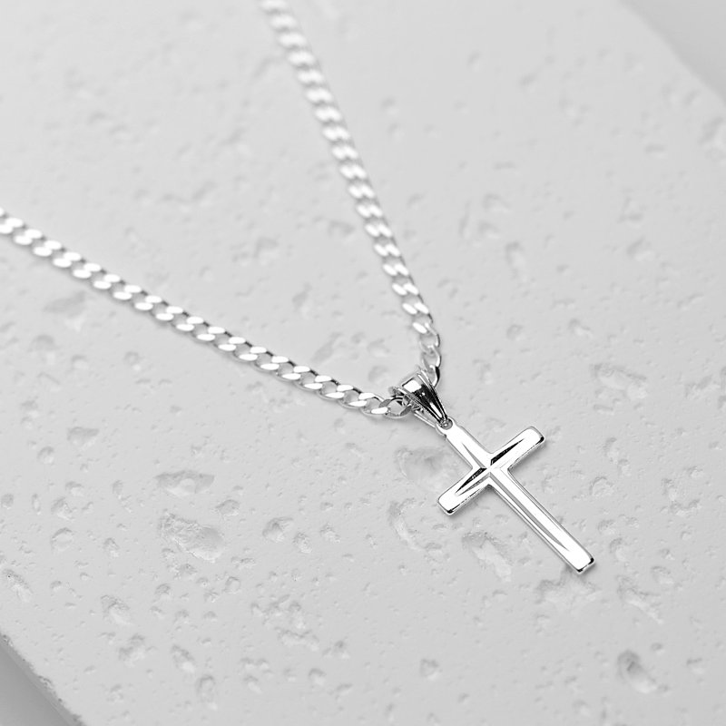 Łańcuszek z Krzyżykiem Srebro 925 długość 50cm splot Pancerka 2,5mm