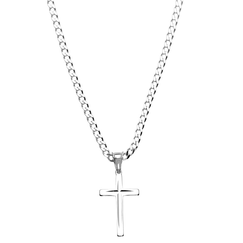 Łańcuszek z Krzyżykiem Srebro 925 długość 50cm splot Pancerka 2,5mm
