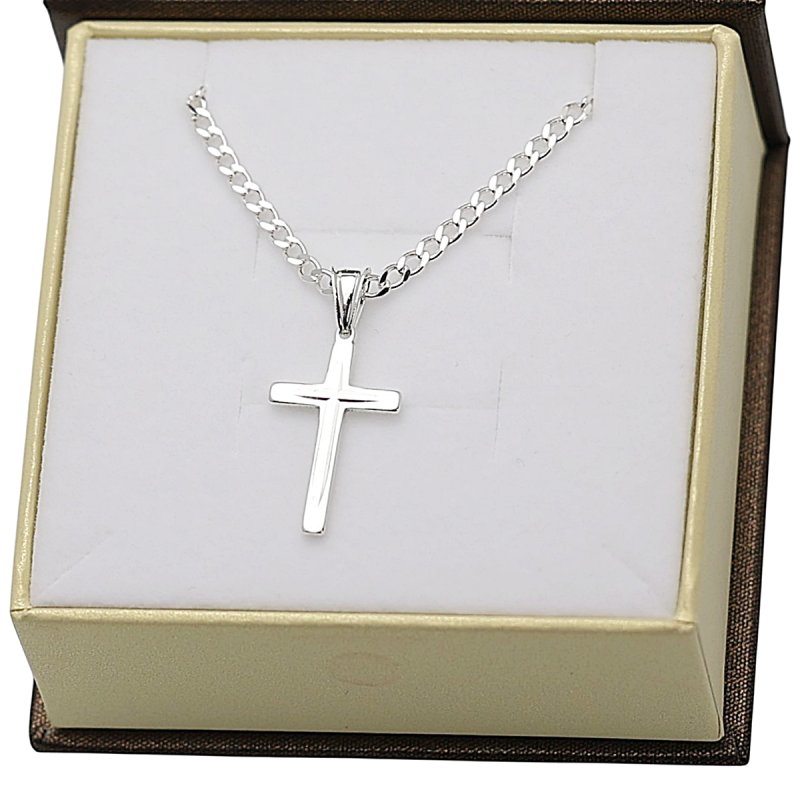 Łańcuszek z Krzyżykiem Srebro 925 długość 50cm splot Pancerka 2,5mm