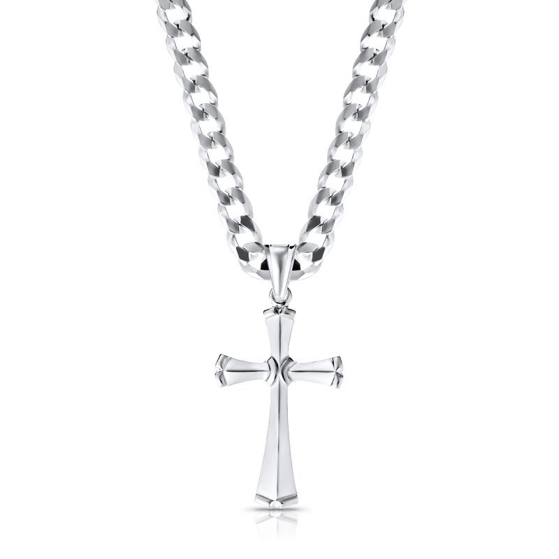 Łańcuszek z Krzyżykiem Srebro 925 długość 60cm splot Pancerka 5mm