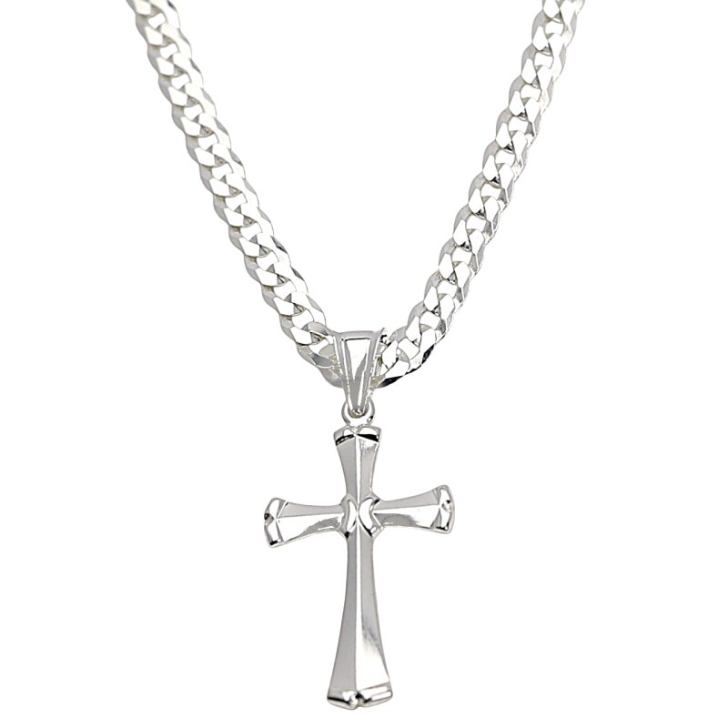 Łańcuszek z Krzyżykiem Srebro 925 długość 60cm splot Pancerka 5mm