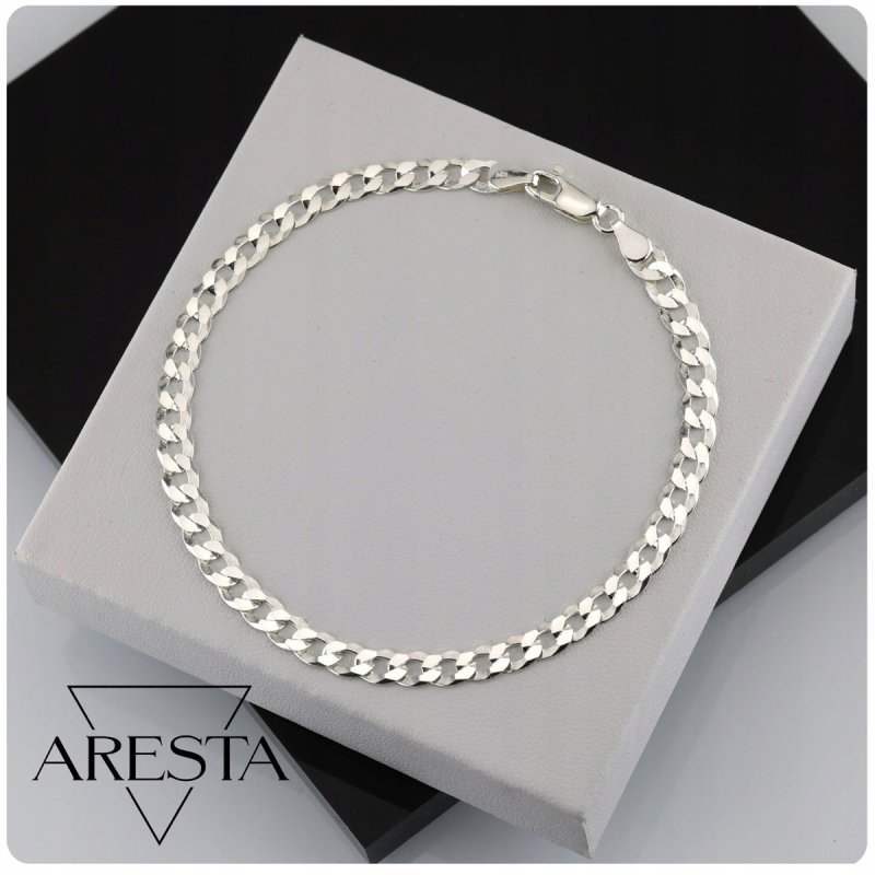 Srebrna męska bransoletka pancerka szerokość 5 mm długość 19 cm