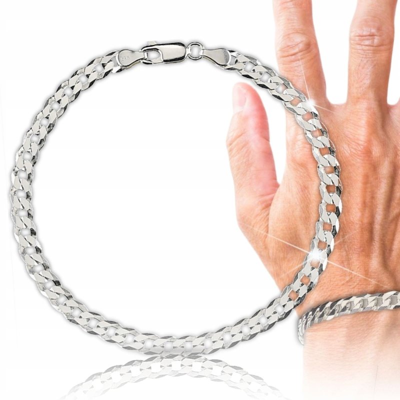 Srebrna męska bransoletka pancerka szerokość 5 mm długość 22 cm