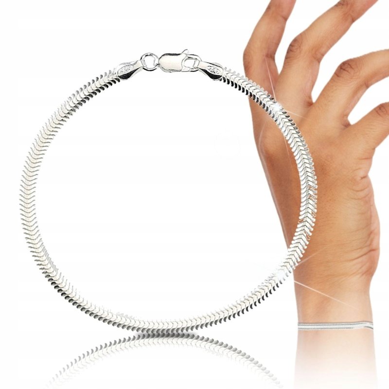 Bransoletka damska Wąż Płaski Soczewka długość 19 cm srebro próby 925