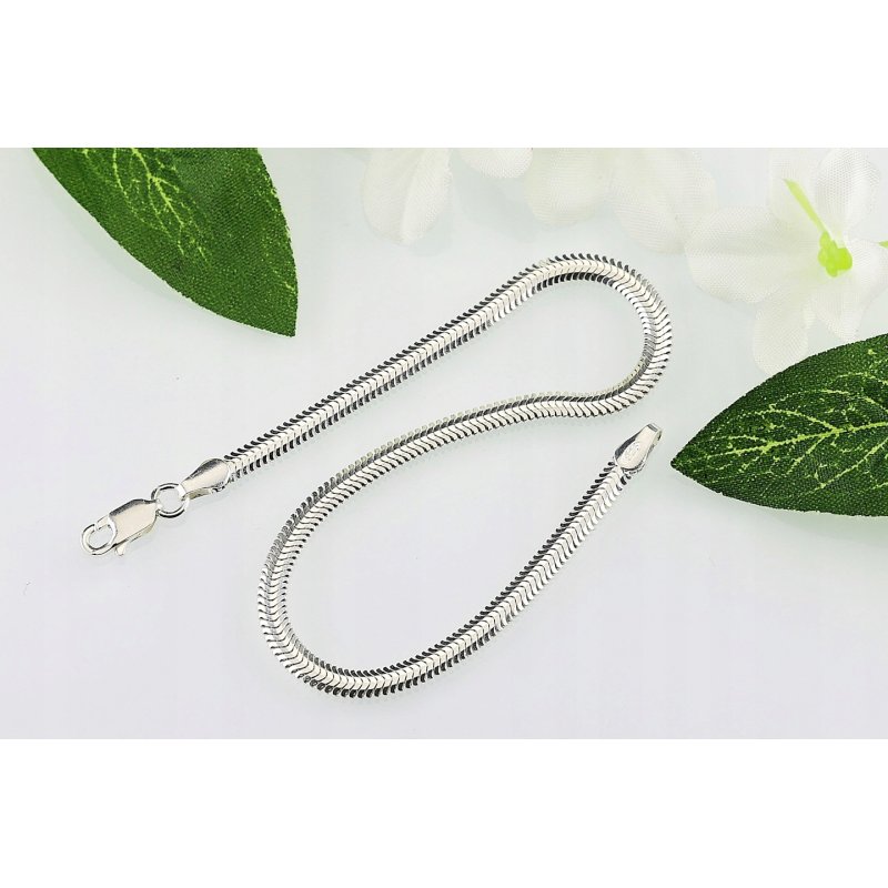 Bransoletka damska Wąż Płaski Soczewka długość 19 cm srebro próby 925