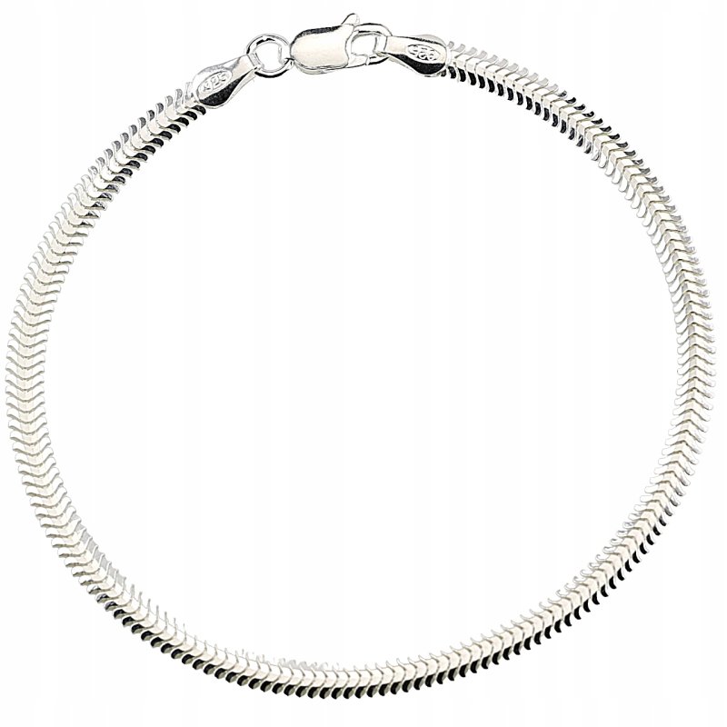 Bransoletka damska Wąż Płaski Soczewka długość 19 cm srebro próby 925