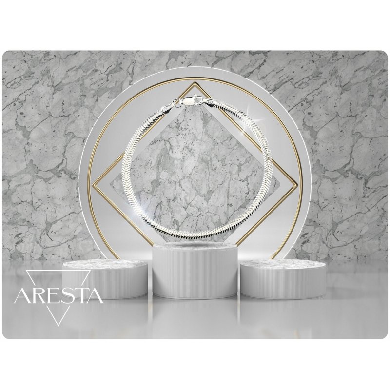 Bransoletka damska Wąż Płaski Soczewka długość 19 cm srebro próby 925