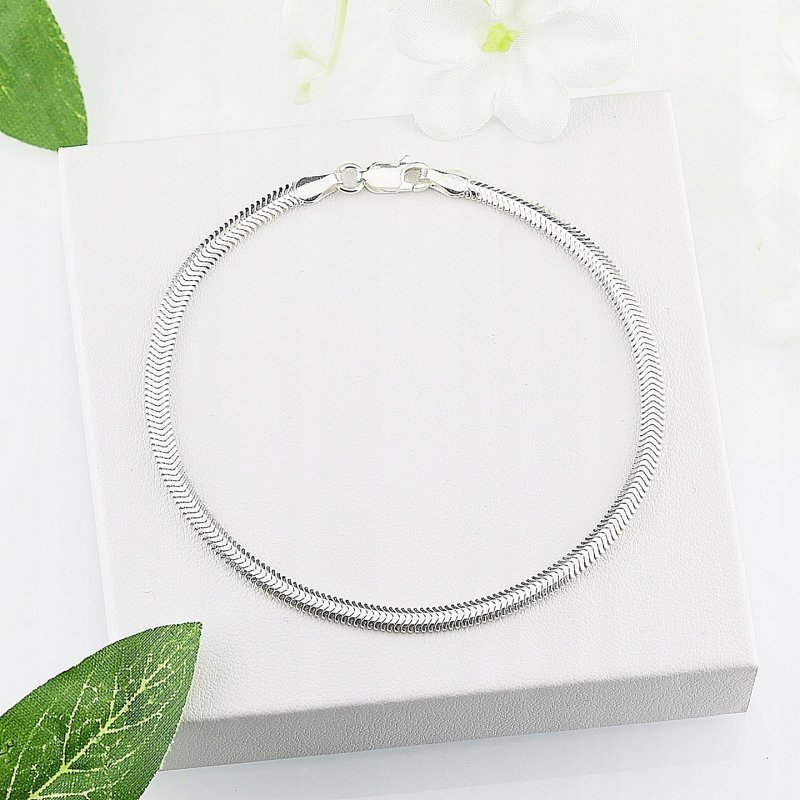 Bransoletka damska Wąż Płaski Soczewka długość 19 cm srebro próby 925