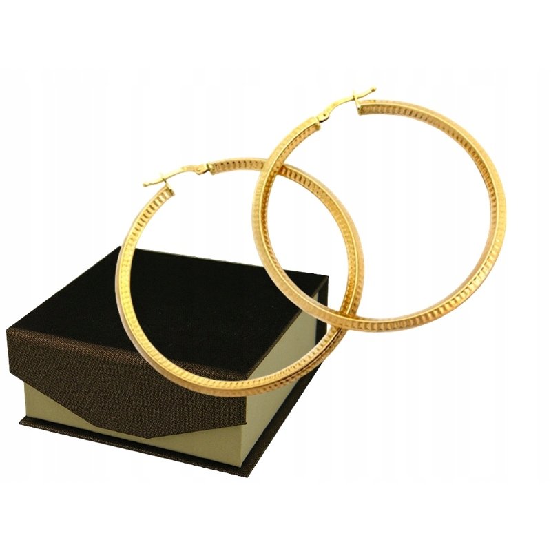 Złote kolczyki koła próby 585, średnica 48mm