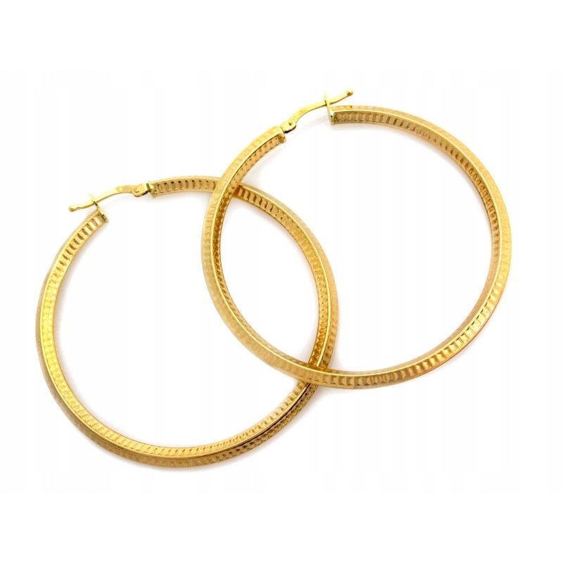 Złote kolczyki koła próby 585, średnica 48mm