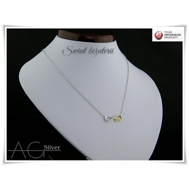 Naszyjnik damski  celebrytka Nieskończoność Love srebro próby 925
