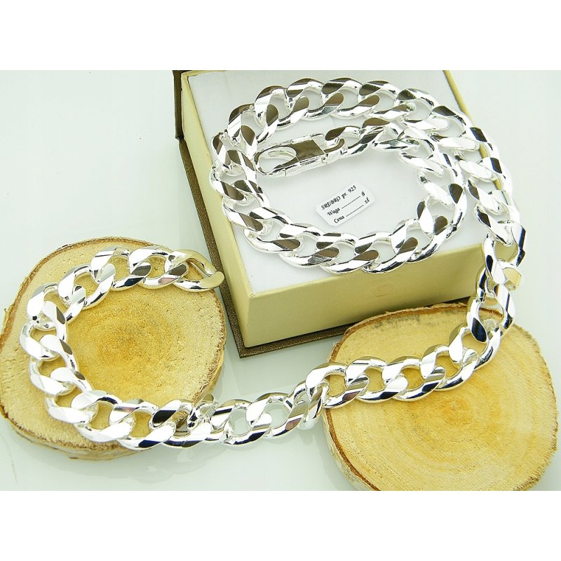 Łańcuszek męski pancerka długość 60cm szerokość 15,5mm srebro próby 925