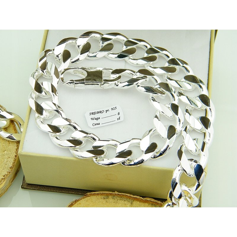 Łańcuszek męski pancerka długość 60cm szerokość 15,5mm srebro próby 925