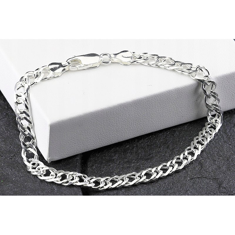 Bransoletka męska Rombo srebro próby 925 szerokość 6mm