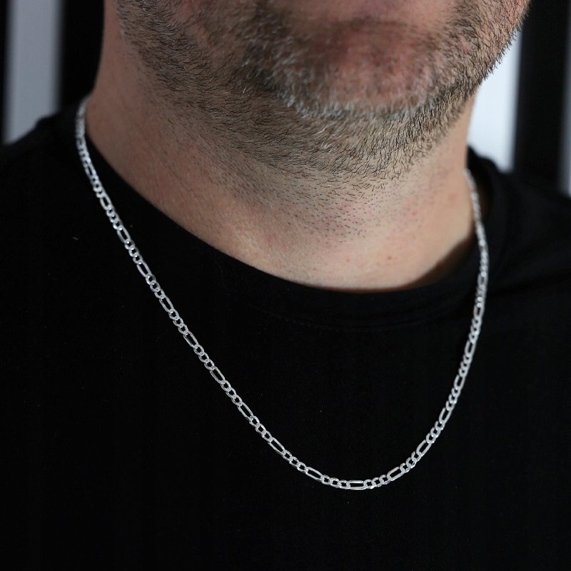 Srebrny łańcuszek Figaro Diamentowany próby 925  długość 50cm szerokość 3,4mm