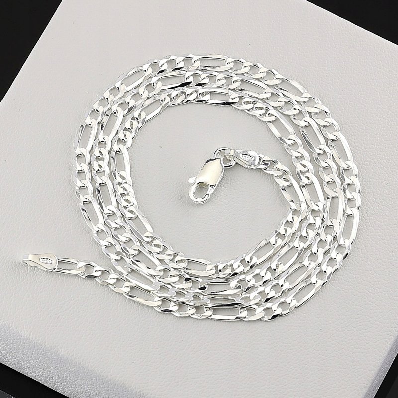 Srebrny łańcuszek Figaro Diamentowany próby 925  długość 50cm szerokość 3,4mm