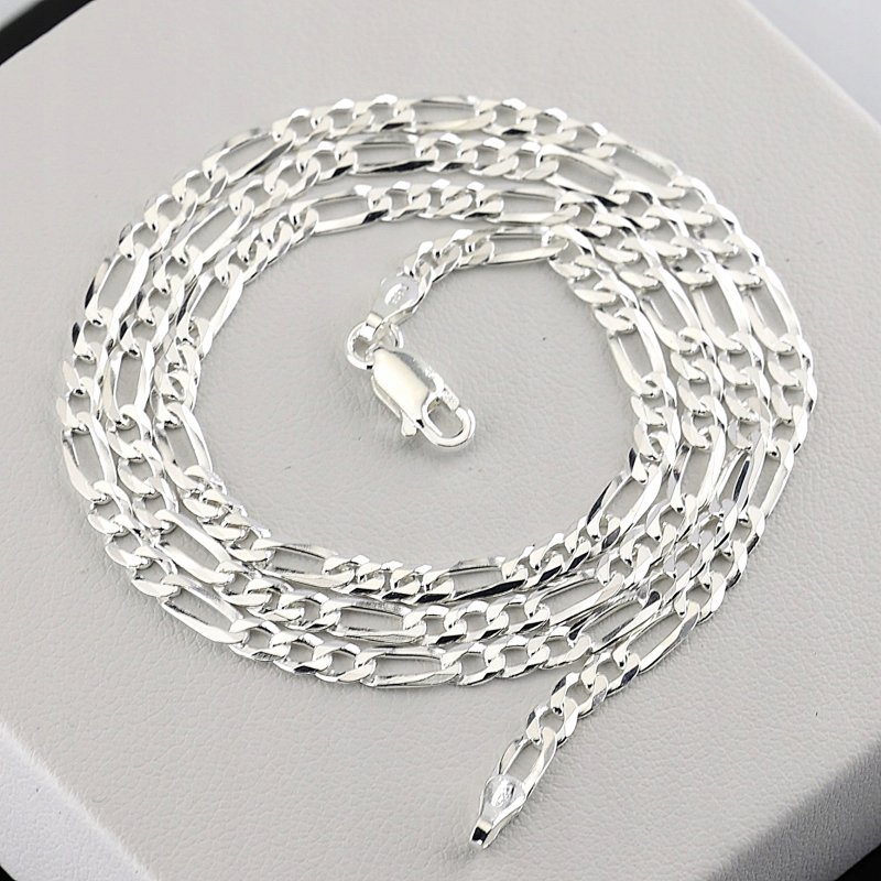 Srebrny łańcuszek Figaro Diamentowany próby 925  długość 50cm szerokość 3,4mm