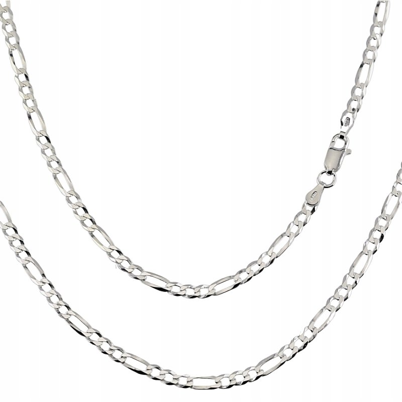 Srebrny łańcuszek Figaro Diamentowany próby 925  długość 55cm szerokość 3,4mm