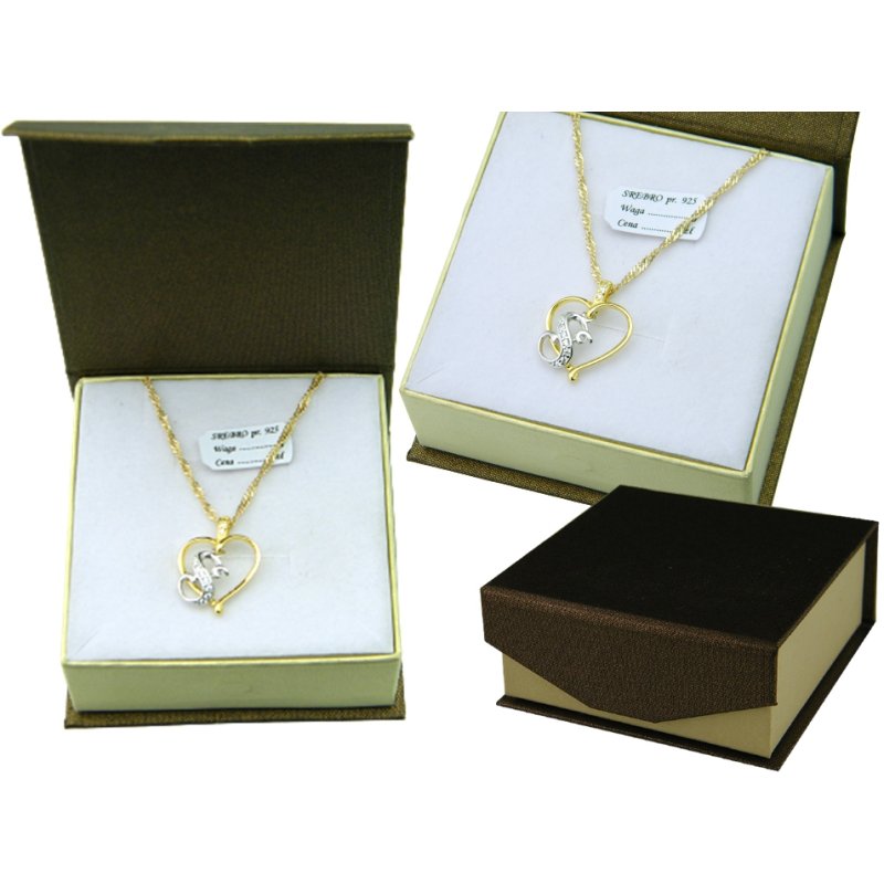 Łańcuszek damski z serduszkiem literka S srebro próby 925 pozłacane