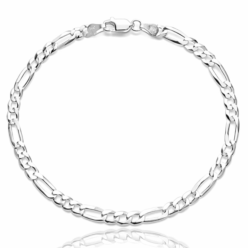 Srebrna męska bransoletka Figaro szerokość 4,5mm próby 925