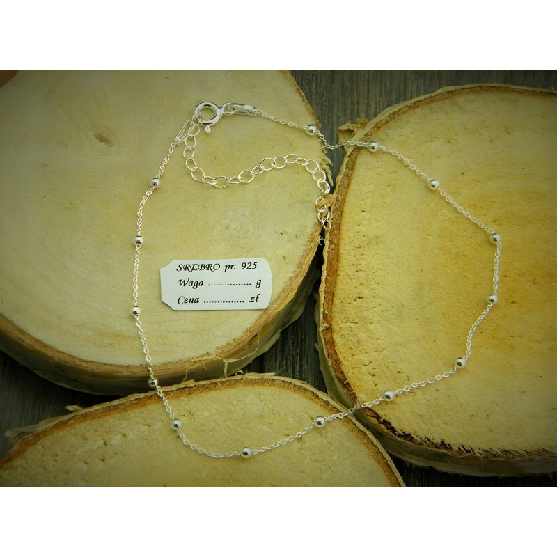 Subtelna bransoletka damska na nogę srebro próby 925