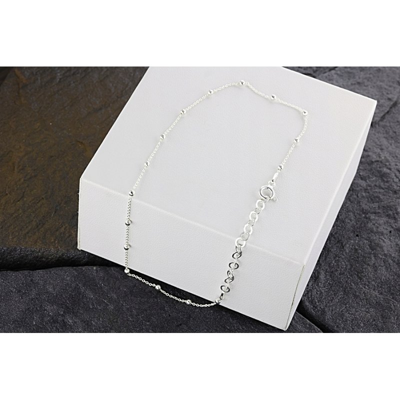 Subtelna bransoletka damska na nogę srebro próby 925