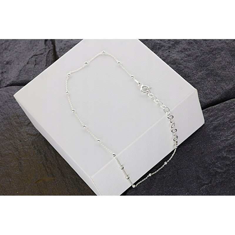 Subtelna bransoletka damska na nogę srebro próby 925