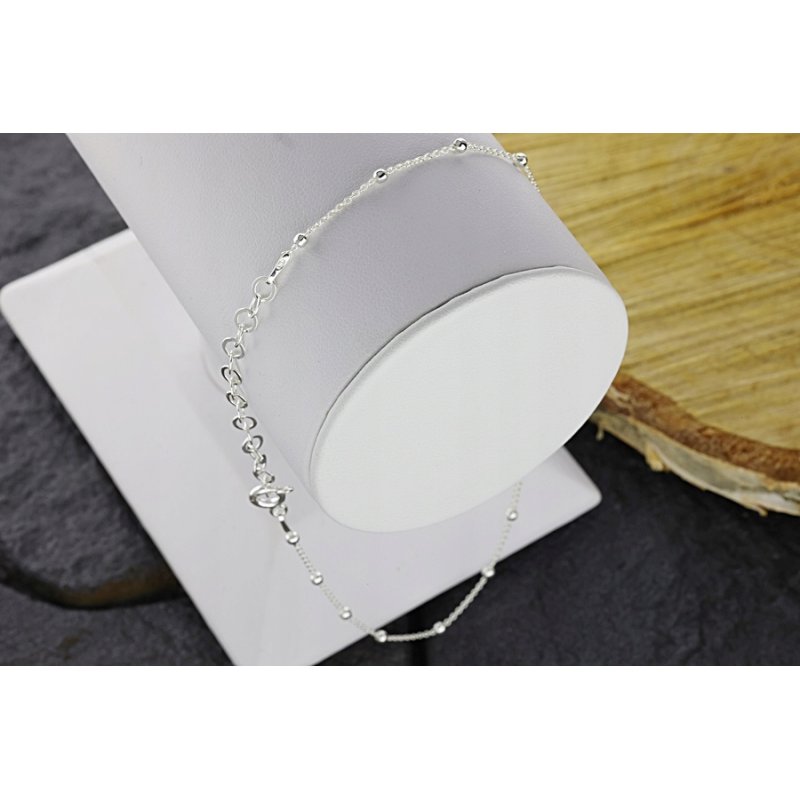 Subtelna bransoletka damska na nogę srebro próby 925