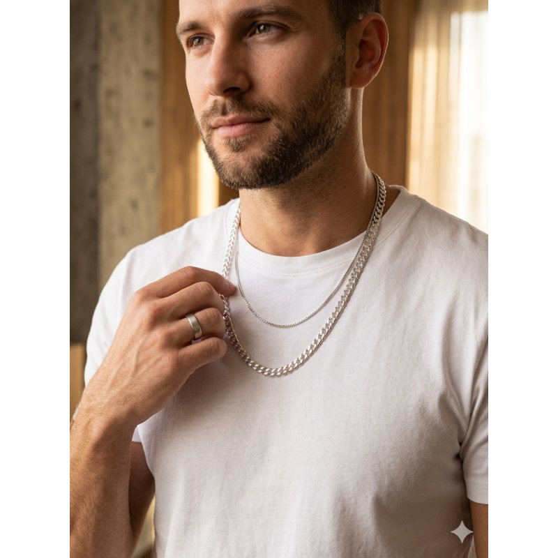 Łańcuszek srebrny męski Rombo szerokość 6mm długość 50cm próby 925