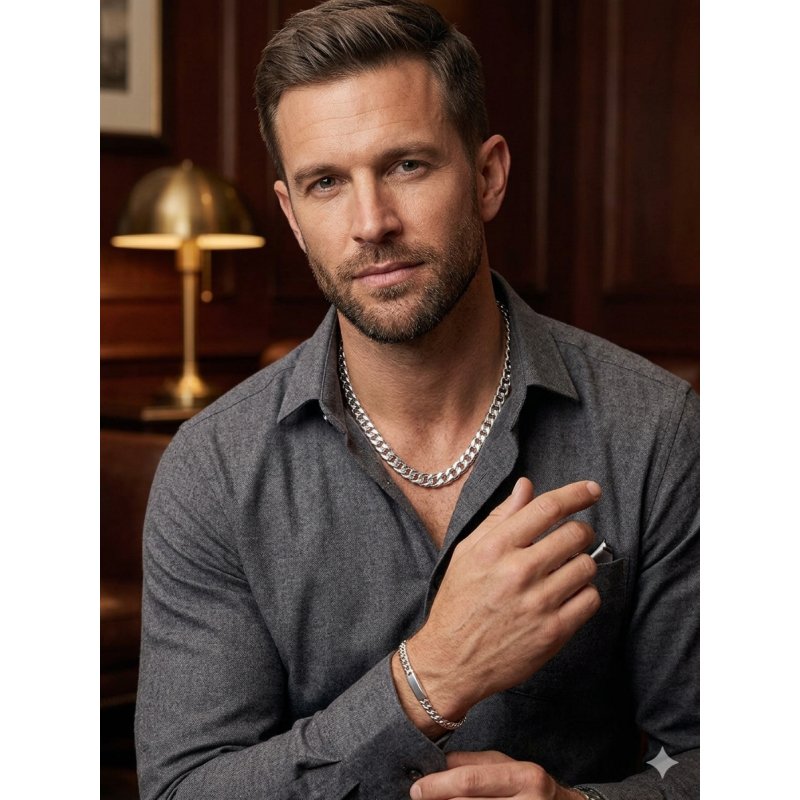 Męski łańcuszek Rombo długość 60cm szerokość 8,5mm srebro próby 925